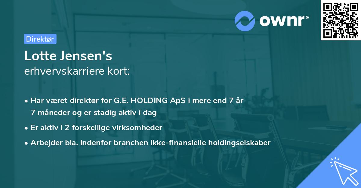 Lotte Jensen's erhvervskarriere kort