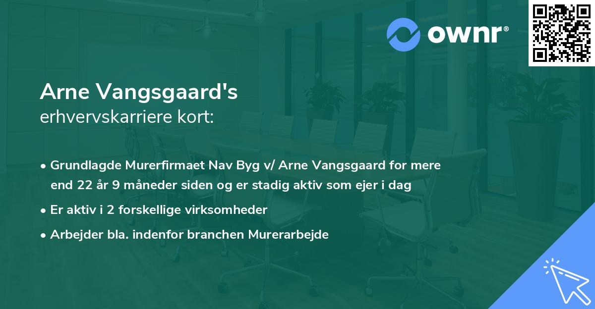 Arne Vangsgaard's erhvervskarriere kort