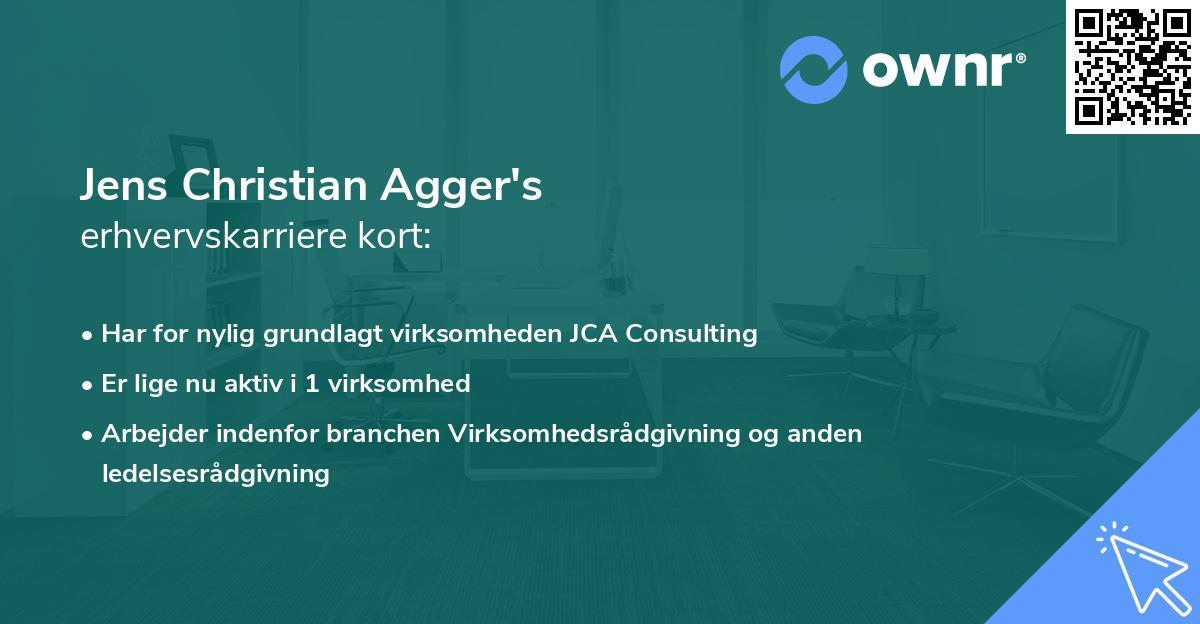 Jens Christian Agger's erhvervskarriere kort