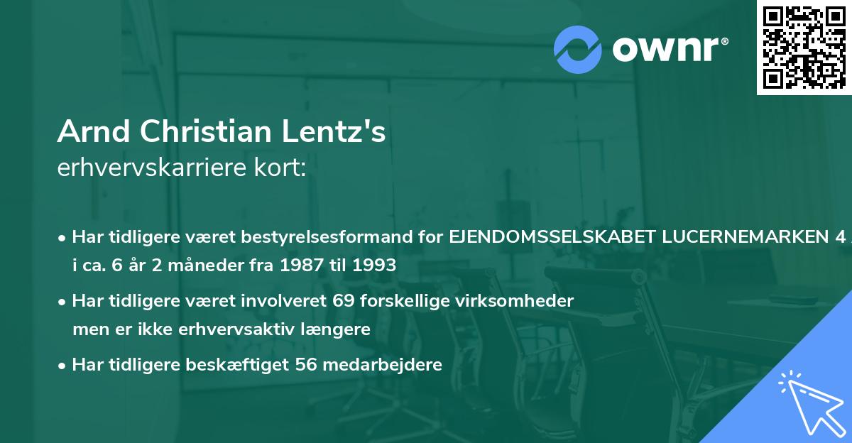 Arnd Christian Lentz's erhvervskarriere kort