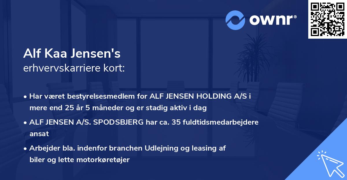 Alf Kaa Jensen's erhvervskarriere kort