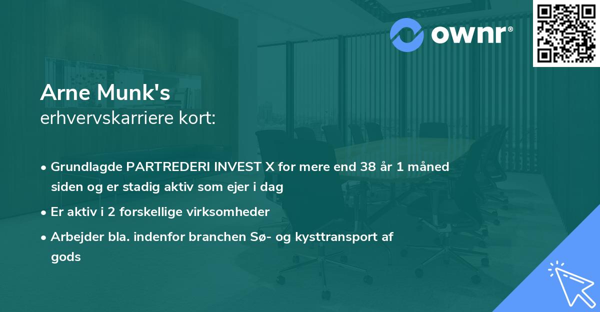 Arne Munk's erhvervskarriere kort