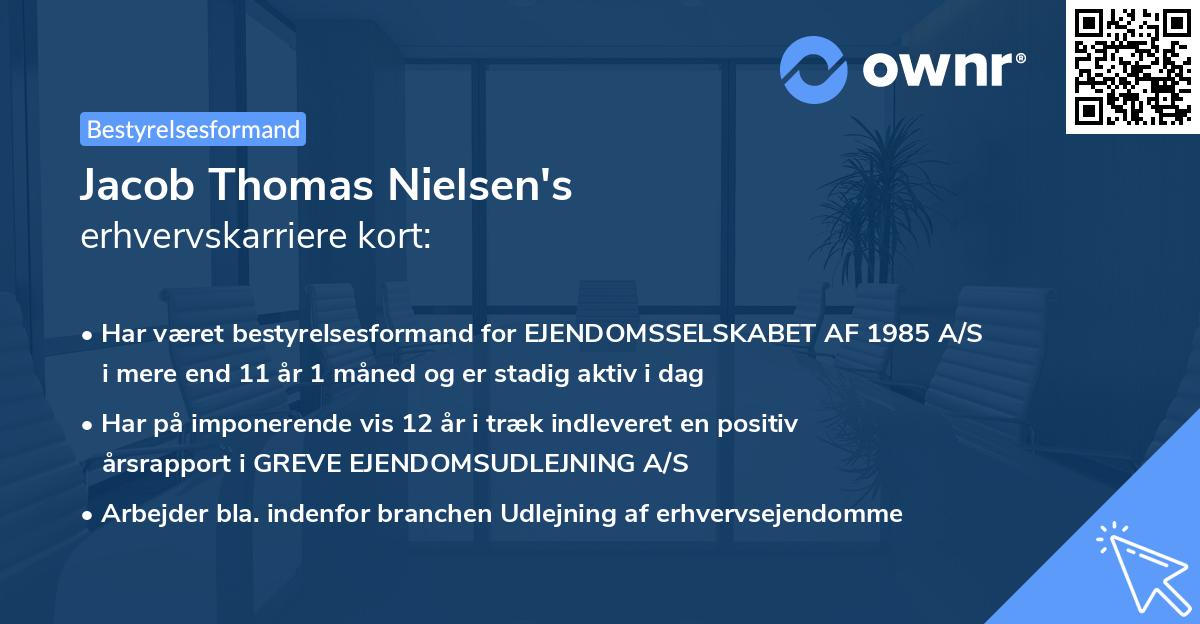 Jacob Thomas Nielsen's erhvervskarriere kort