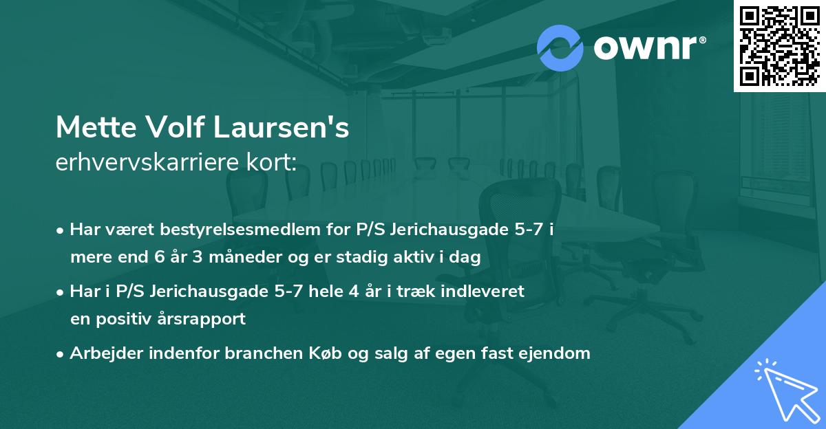 Mette Volf Laursen's erhvervskarriere kort