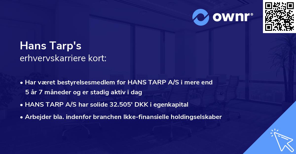Hans Tarp's erhvervskarriere kort