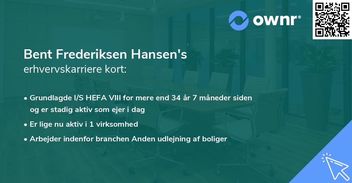 Bent Frederiksen Hansen's erhvervskarriere kort