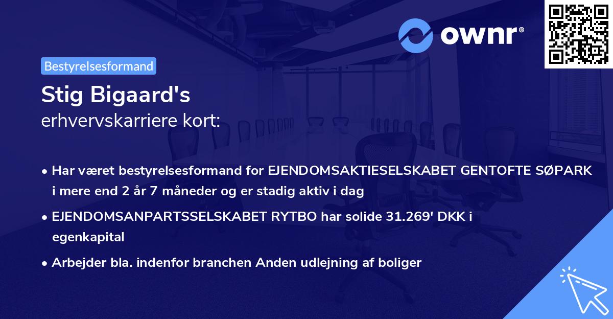 Stig Bigaard's erhvervskarriere kort