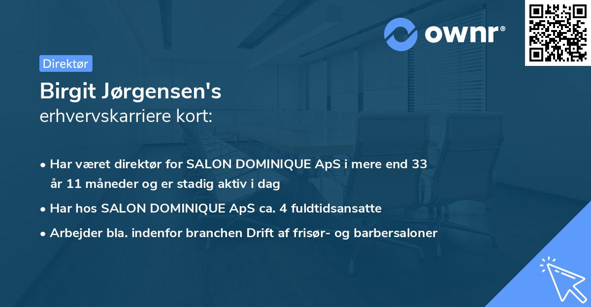 Birgit Jørgensen's erhvervskarriere kort