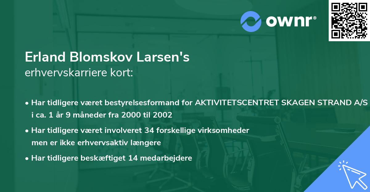 Erland Blomskov Larsen's erhvervskarriere kort