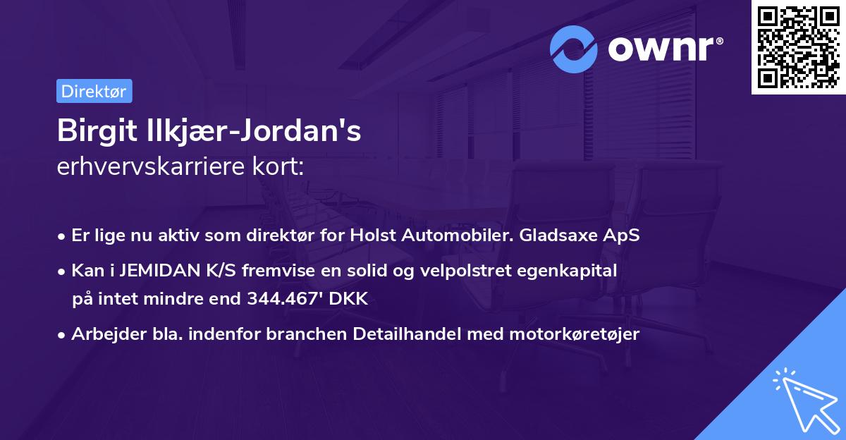 Birgit Ilkjær-Jordan's erhvervskarriere kort