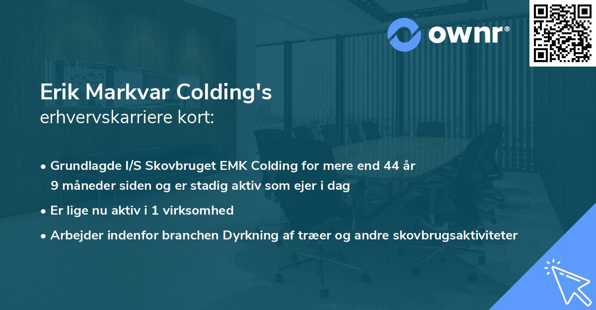 Erik Markvar Colding's erhvervskarriere kort