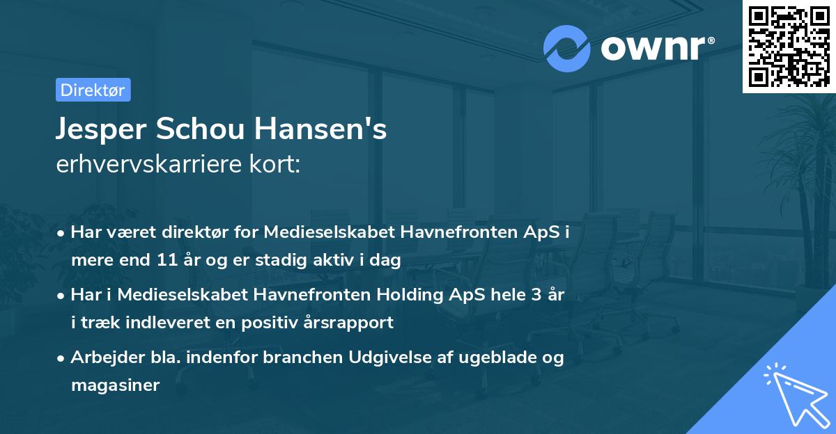 Jesper Schou Hansen's erhvervskarriere kort