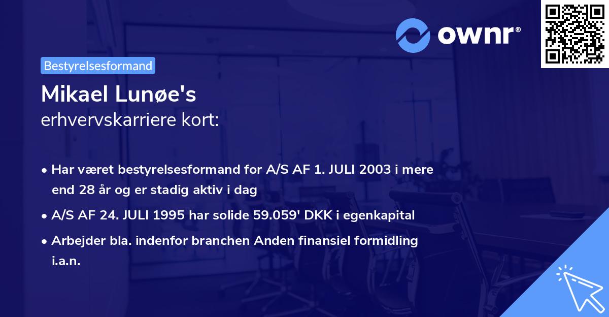 Mikael Lunøe's erhvervskarriere kort