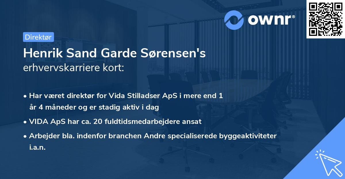 Henrik Sand Garde Sørensen's erhvervskarriere kort