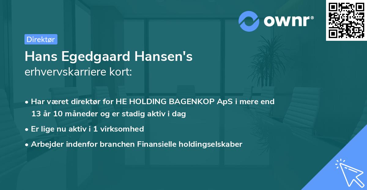 Hans Egedgaard Hansen's erhvervskarriere kort