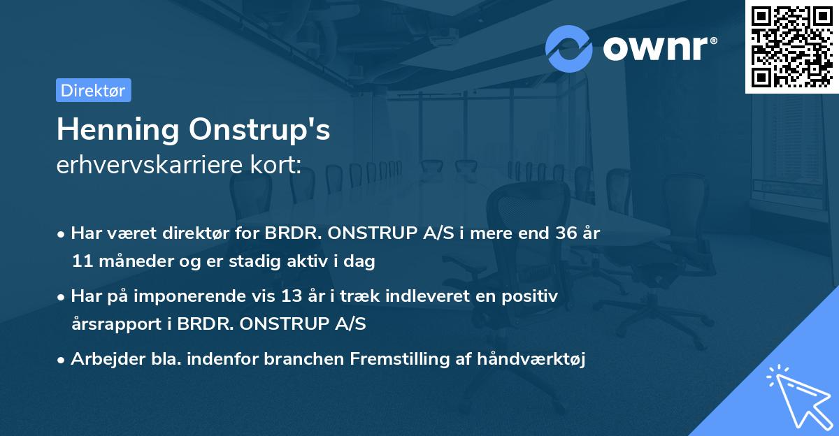 Henning Onstrup's erhvervskarriere kort
