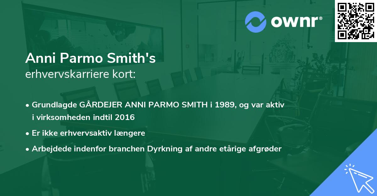 Anni Parmo Smith's erhvervskarriere kort