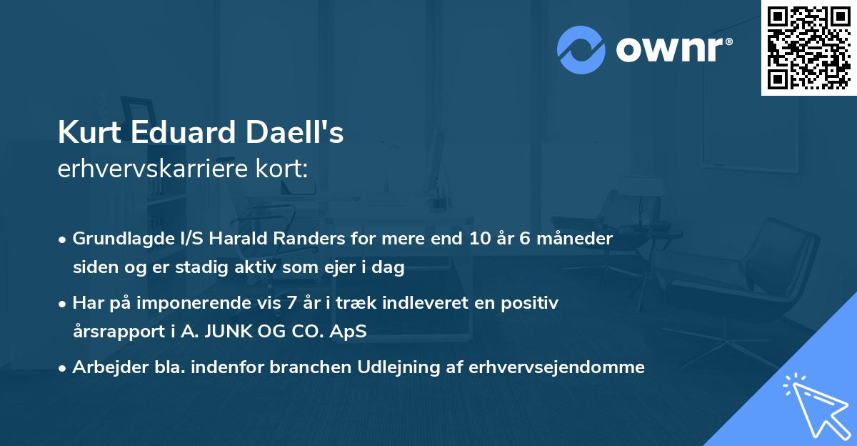 Kurt Eduard Daell's erhvervskarriere kort
