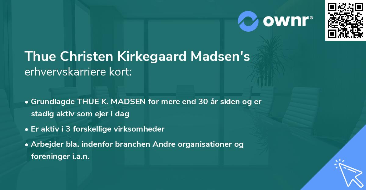 Thue Christen Kirkegaard Madsen's erhvervskarriere kort