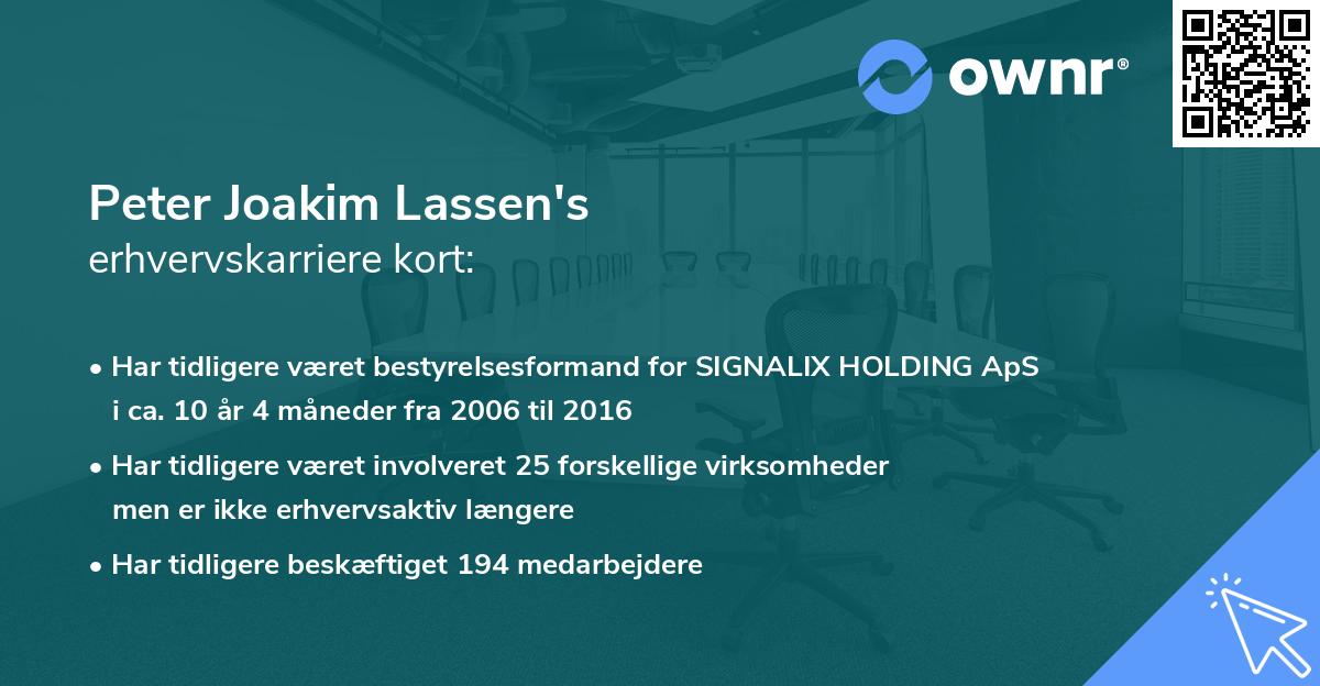 Peter Joakim Lassen's erhvervskarriere kort