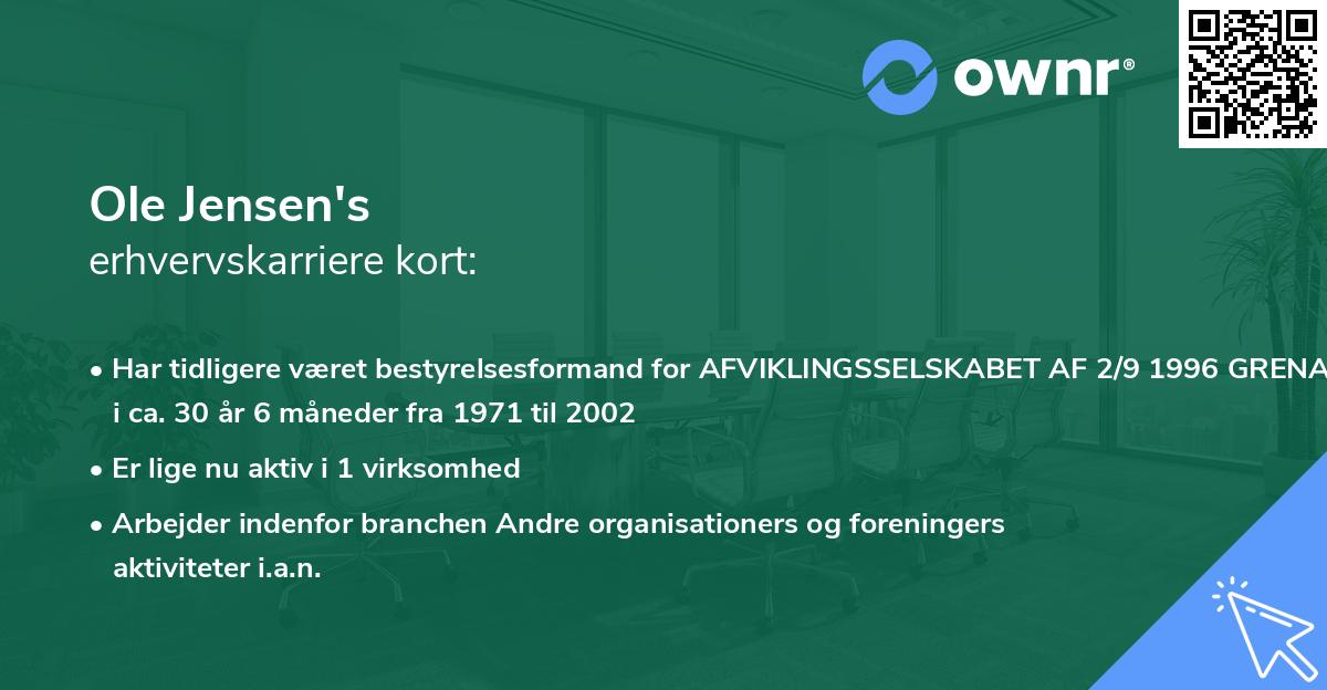 Ole Jensen's erhvervskarriere kort