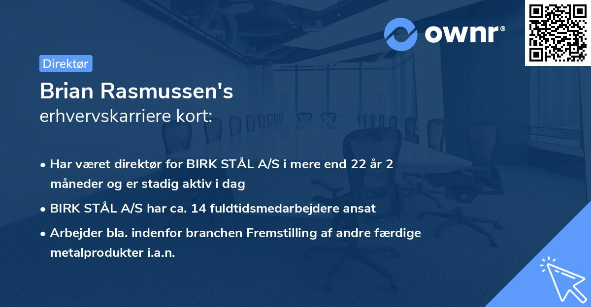 Brian Rasmussen's erhvervskarriere kort