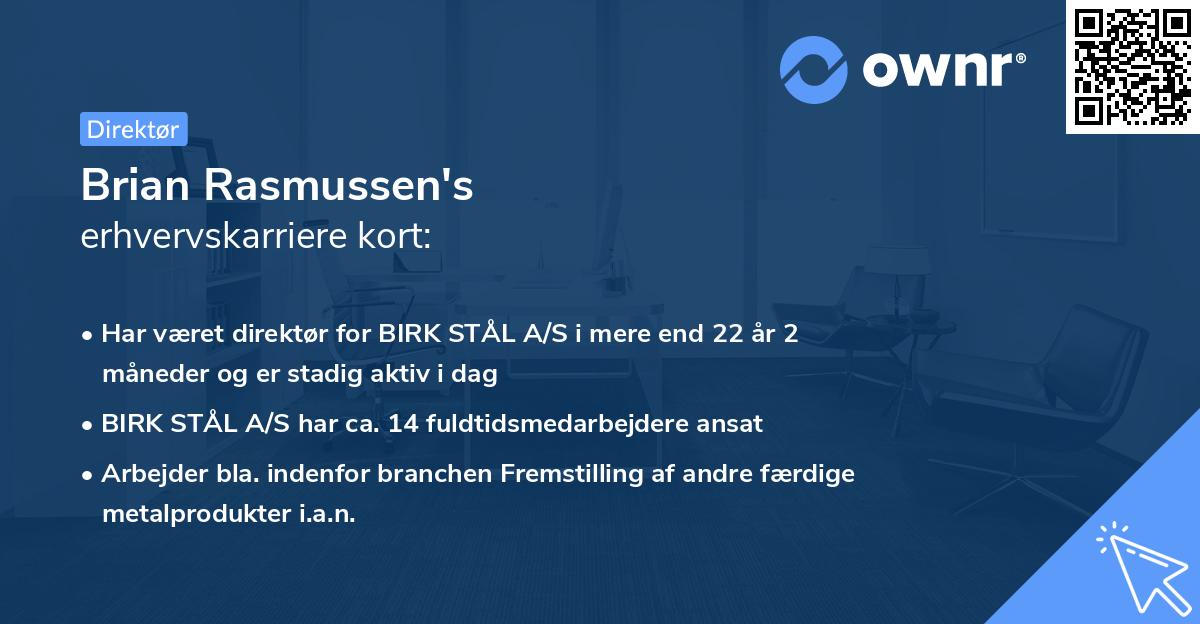 Brian Rasmussen's erhvervskarriere kort