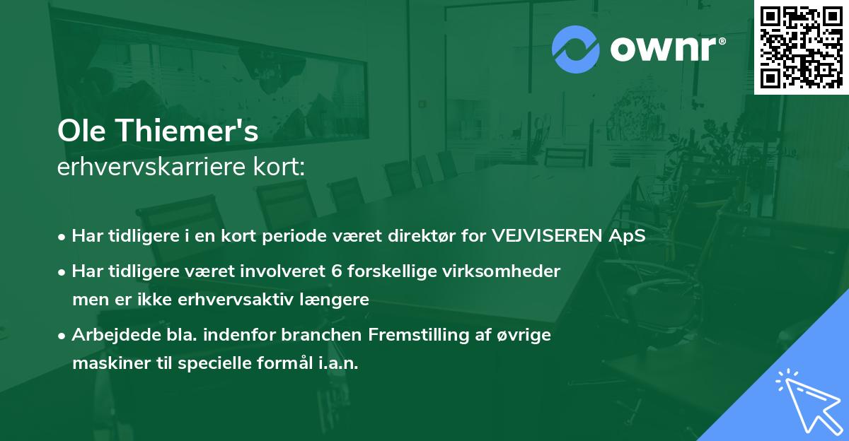 Ole Thiemer's erhvervskarriere kort