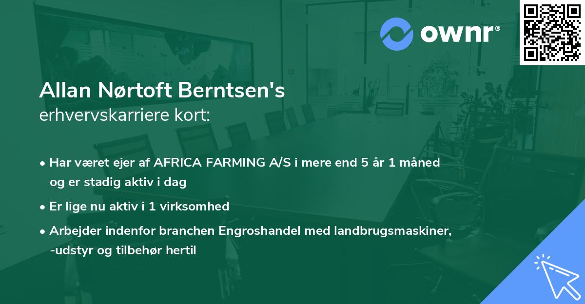Allan Nørtoft Berntsen's erhvervskarriere kort