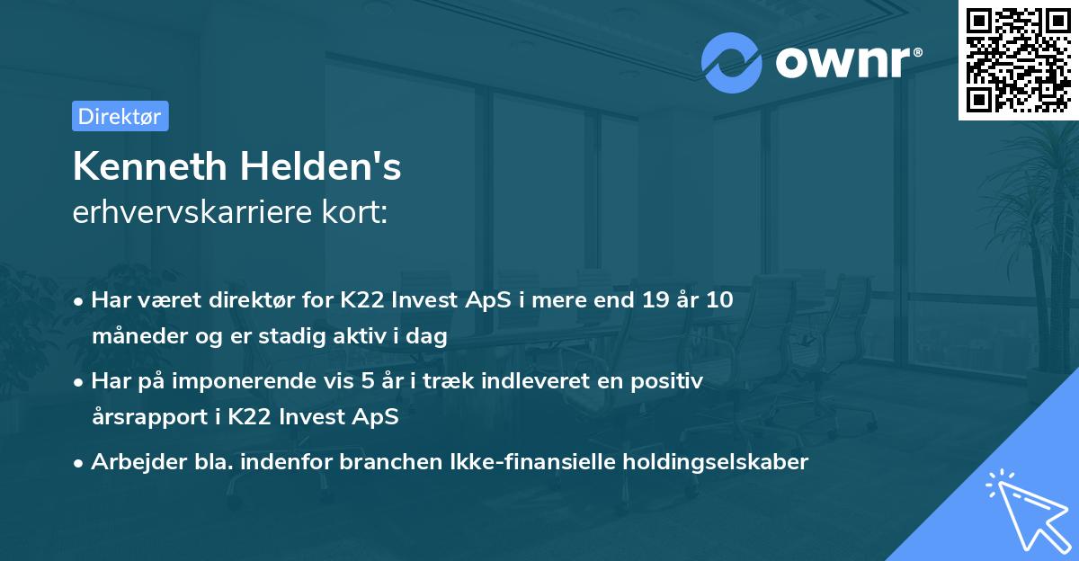 Kenneth Helden's erhvervskarriere kort