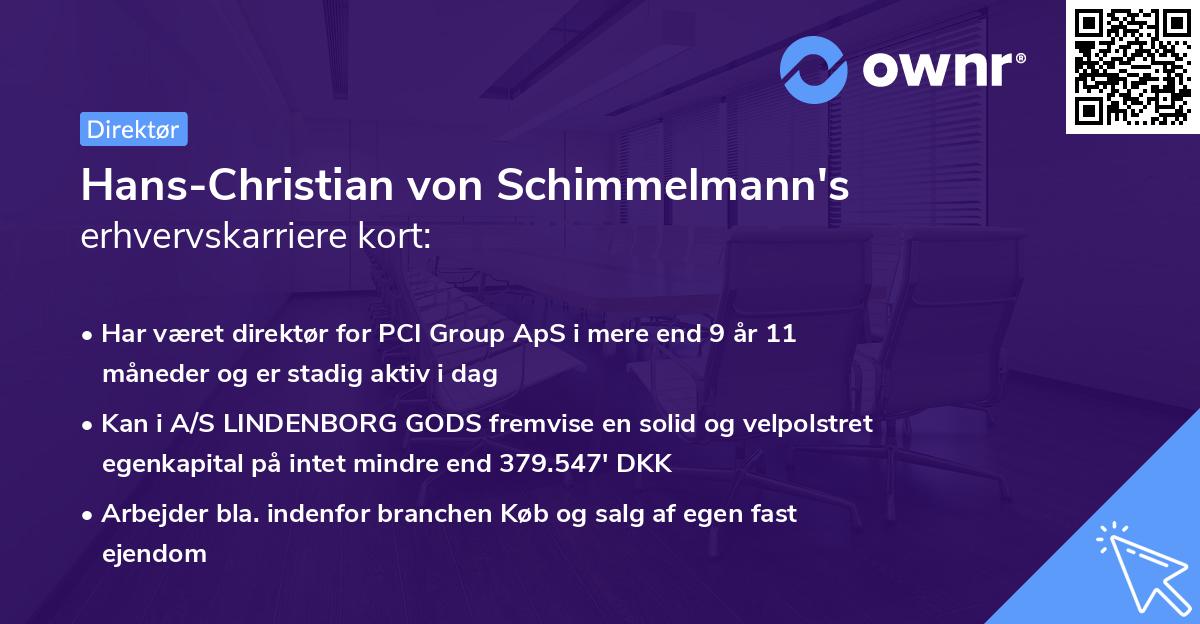 Hans-Christian von Schimmelmann's erhvervskarriere kort
