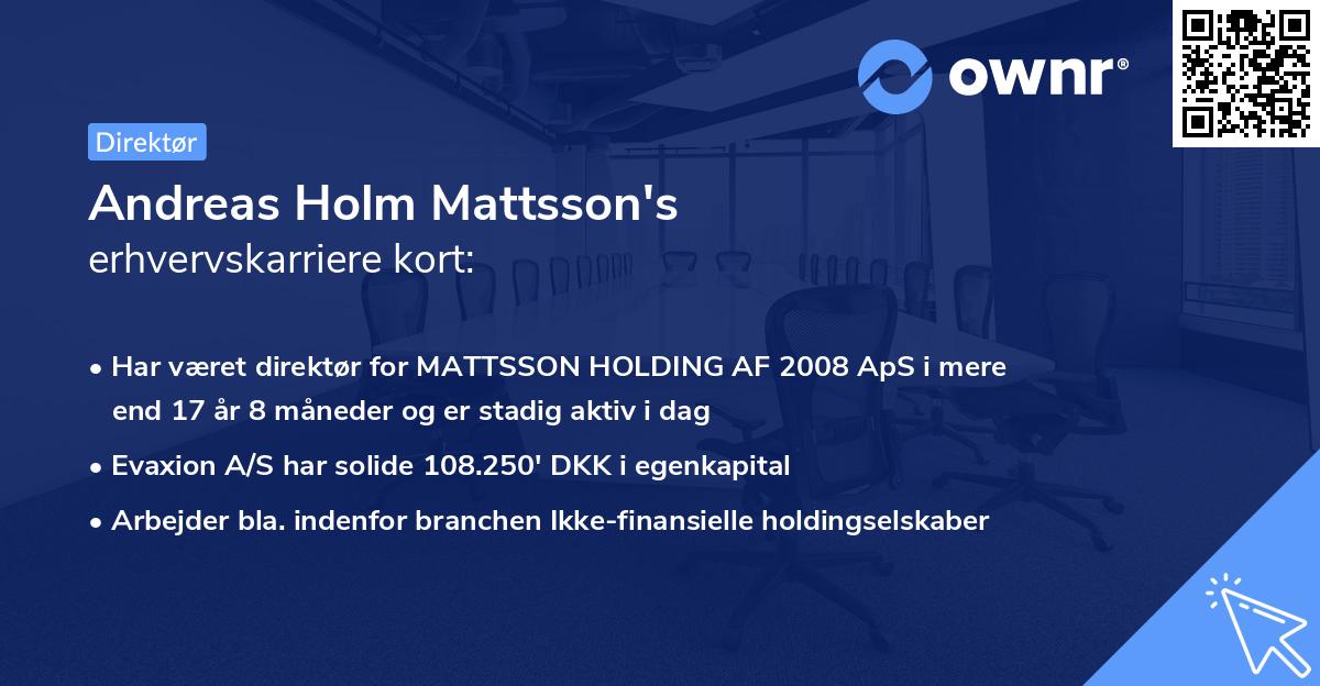 Andreas Holm Mattsson's erhvervskarriere kort
