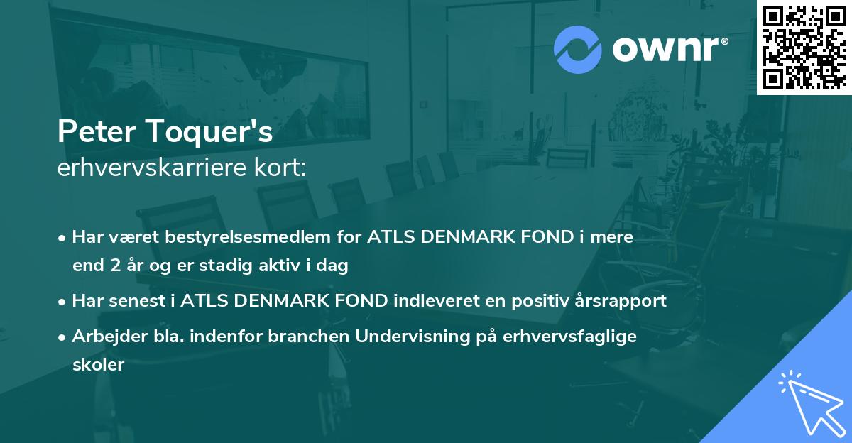 Peter Toquer's erhvervskarriere kort