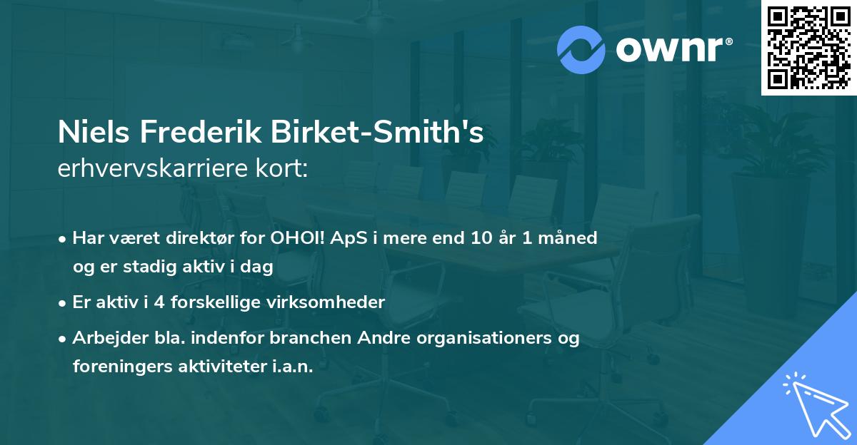 Niels Frederik Birket-Smith's erhvervskarriere kort