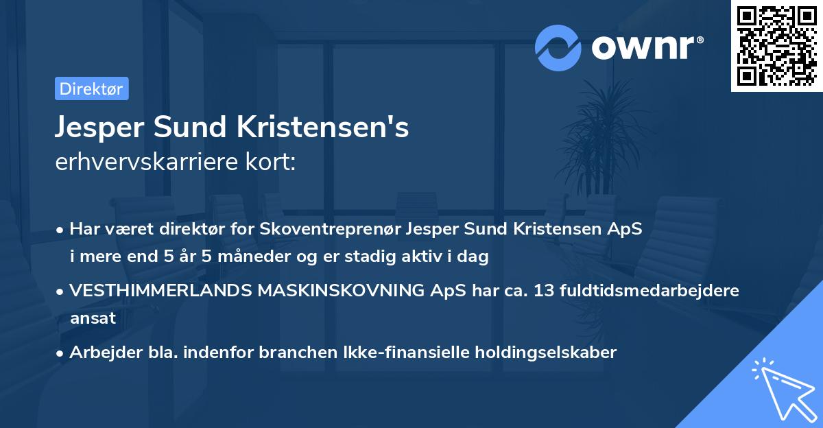 Jesper Sund Kristensen's erhvervskarriere kort