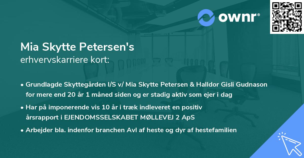 Mia Skytte Petersen's erhvervskarriere kort