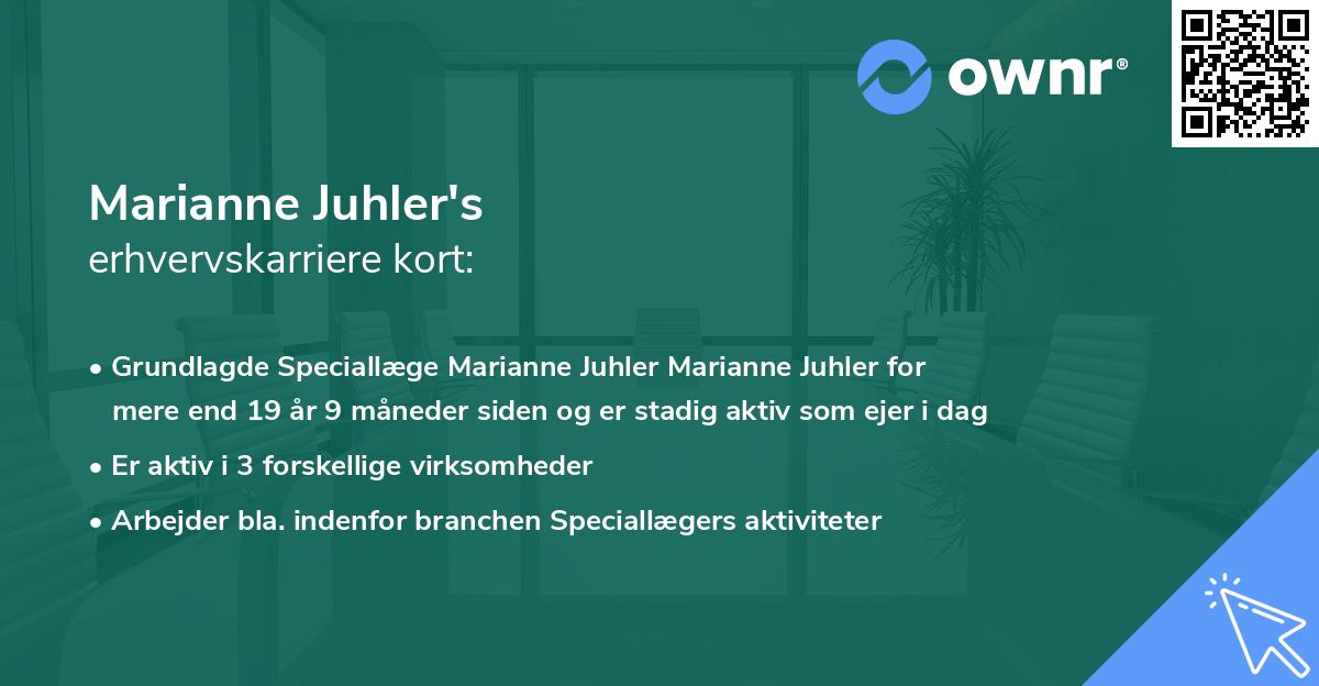 Marianne Juhler's erhvervskarriere kort