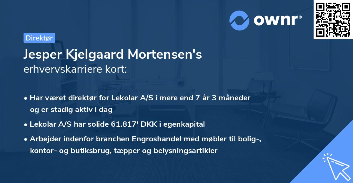 Jesper Kjelgaard Mortensen's erhvervskarriere kort