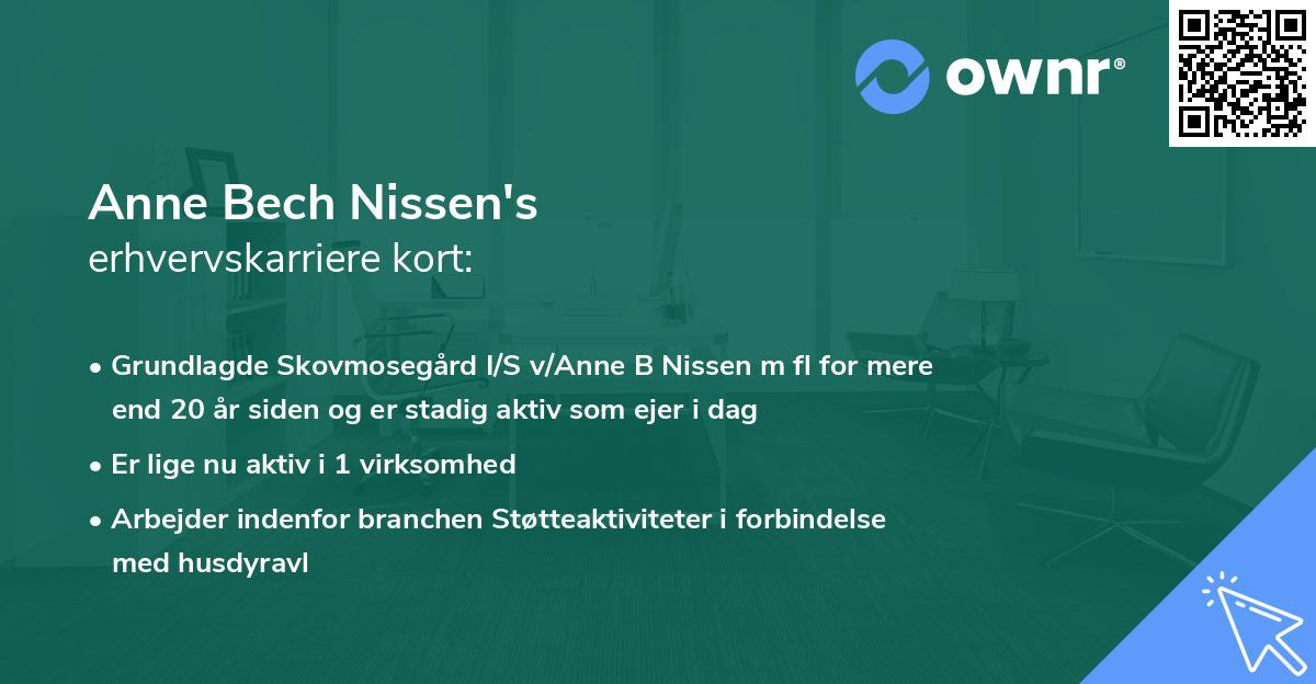 Anne Bech Nissen's erhvervskarriere kort