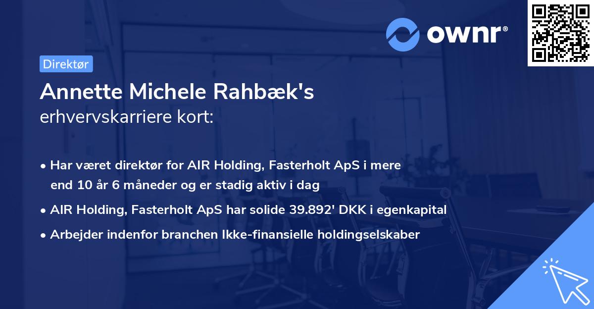 Annette Michele Rahbæk's erhvervskarriere kort
