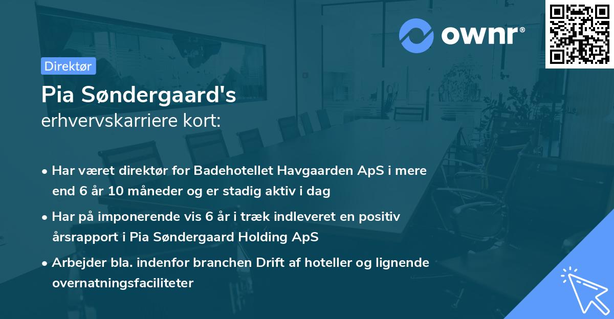 Pia Søndergaard's erhvervskarriere kort