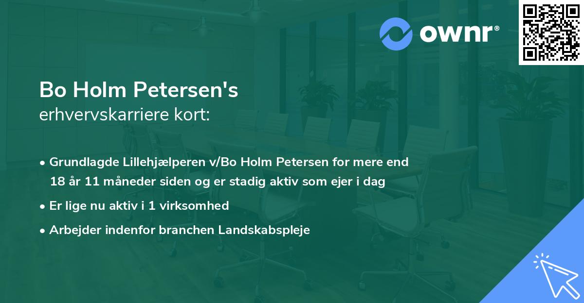 Bo Holm Petersen's erhvervskarriere kort