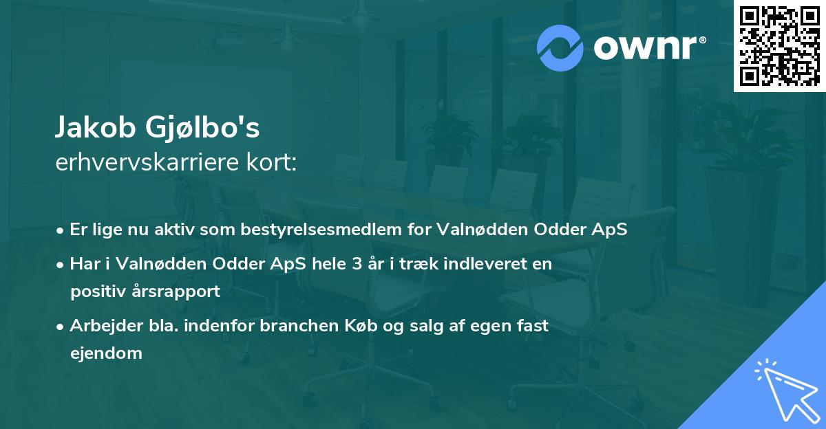 Jakob Gjølbo's erhvervskarriere kort