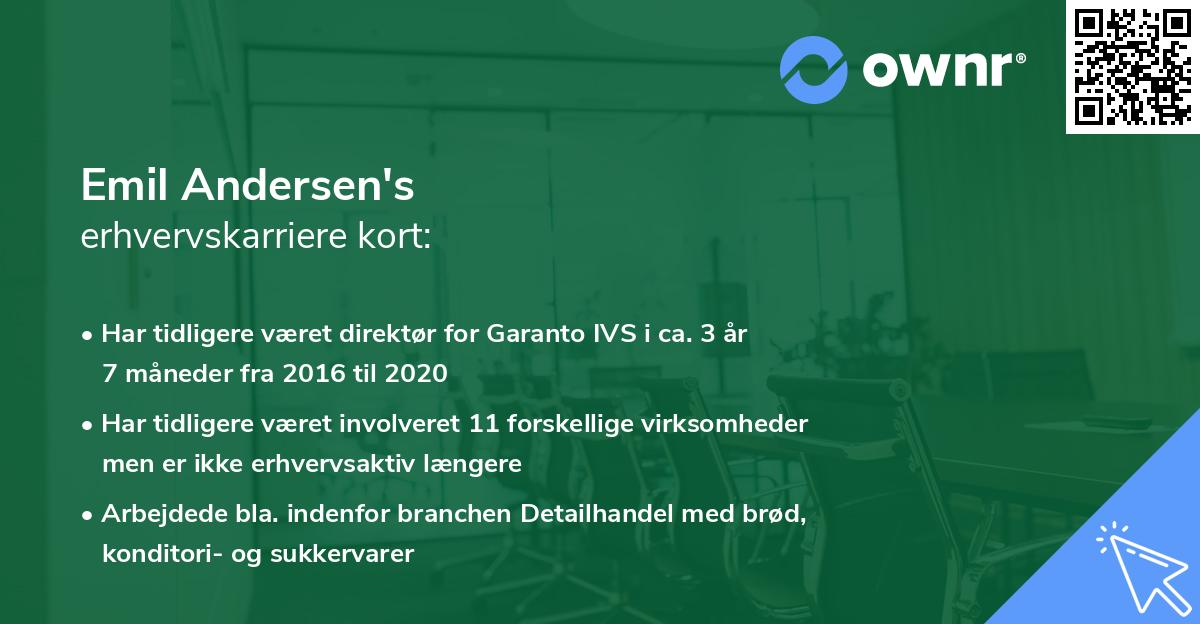 Emil Andersen's erhvervskarriere kort