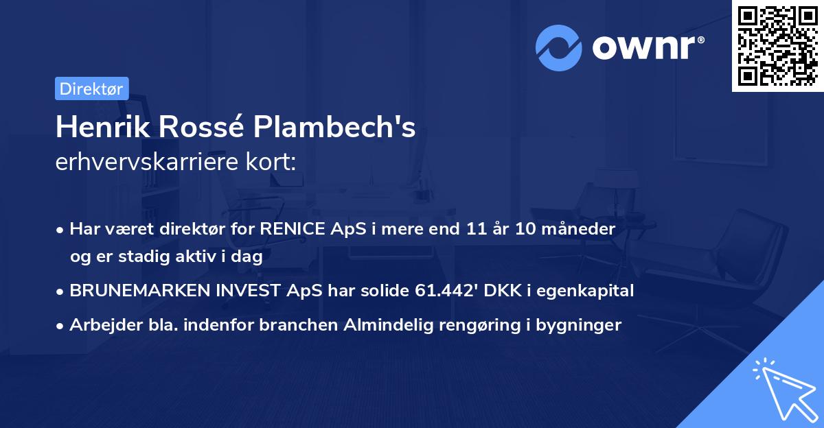 Henrik Rossé Plambech's erhvervskarriere kort