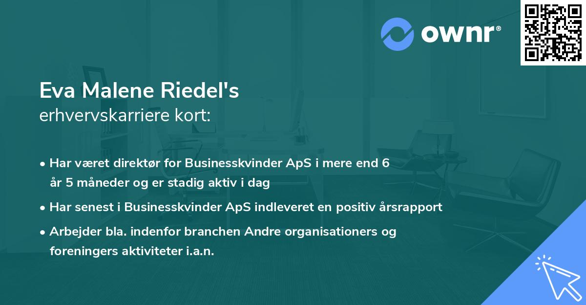 Eva Malene Riedel's erhvervskarriere kort