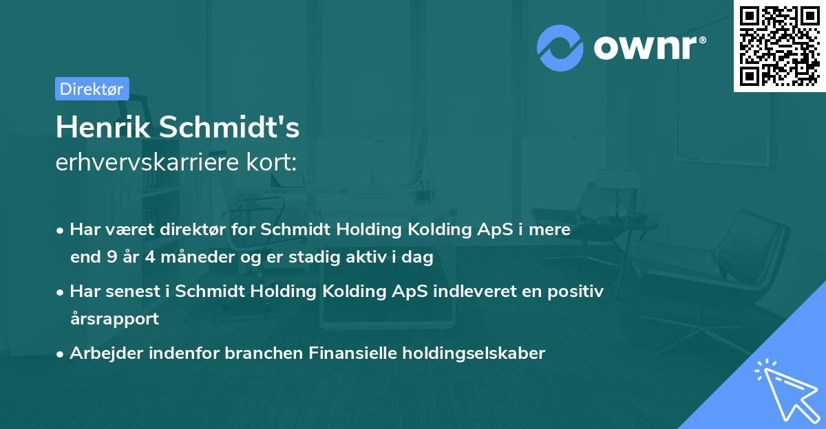 Henrik Schmidt's erhvervskarriere kort