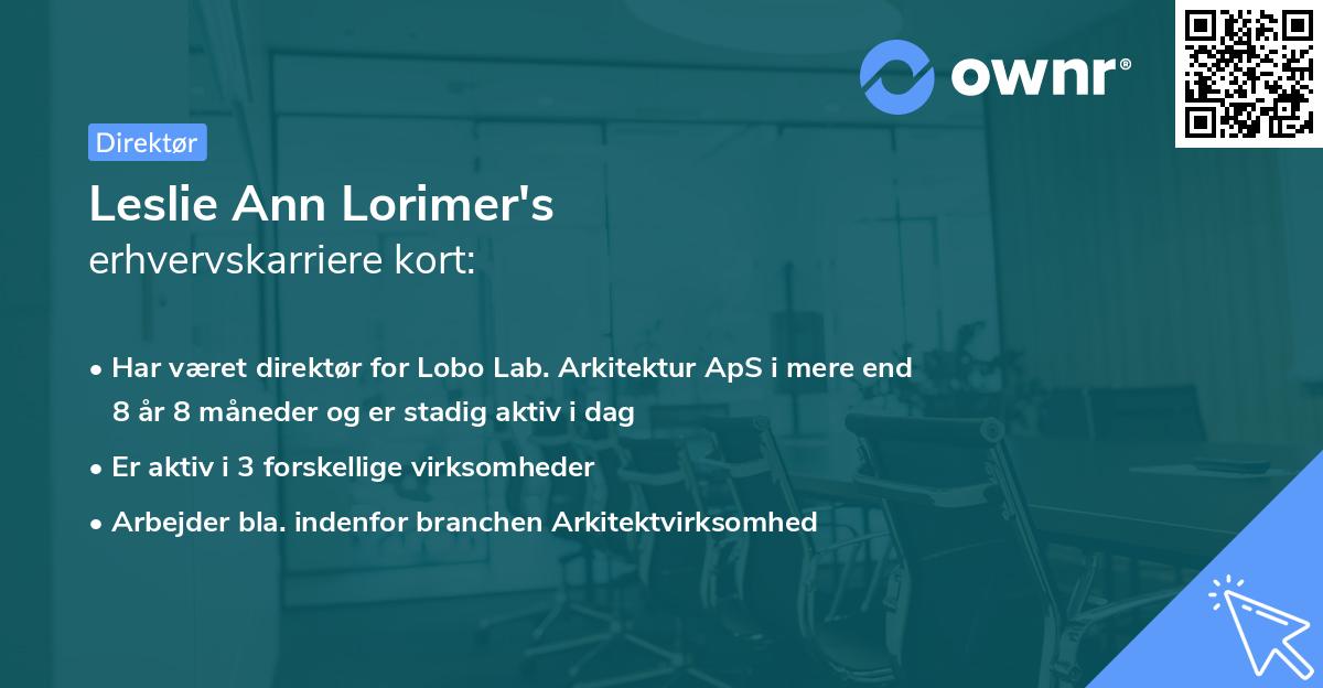 Leslie Ann Lorimer's erhvervskarriere kort