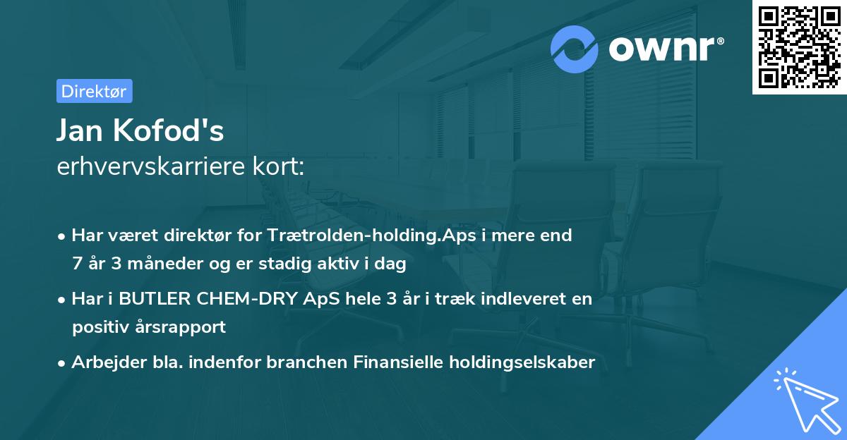 Jan Kofod's erhvervskarriere kort
