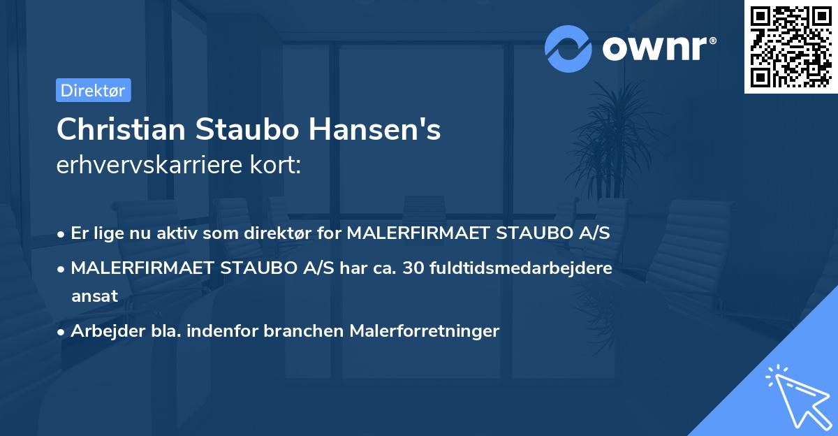 Christian Staubo Hansen's erhvervskarriere kort